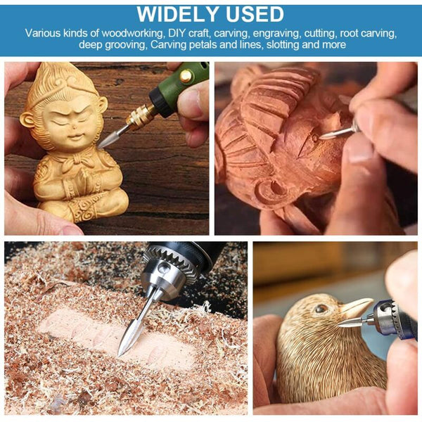 Wood Carving Bit Set For Rotary Tool 5 Pieces Bits With 1/8 Inch Shank Diy Woodworking Engraving Wood Carving Kits