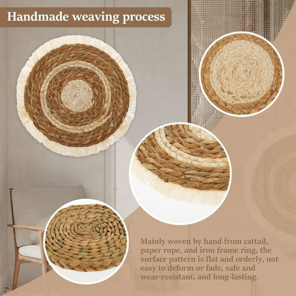 7 Pcs Set Handmade Bohemian Wall Hanging Basket Wicker Rattan Decor For Bedroom Dining Room Office Storage Bins & Baskets