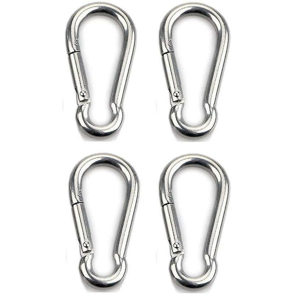 4 Pcs Heavy Duty 8Mm 304 Stainless Steel Carabiner Hooks Locking Hooks & Eyes
