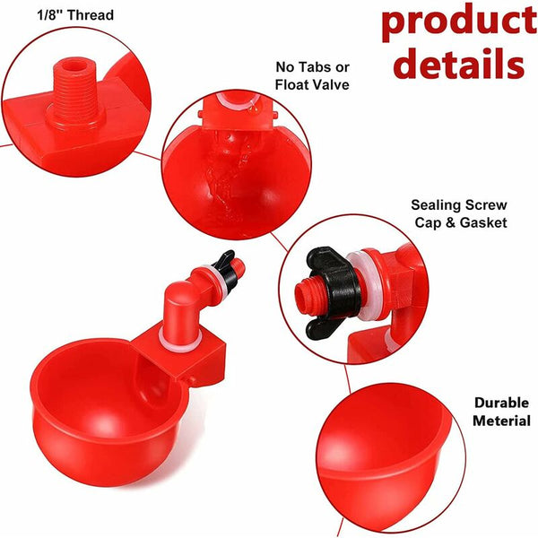 6 Pcs Automatic Chicken Waterer Supplies Bowl Cups Plastic Poultry Dispensers Drinking Small Animal Supplies