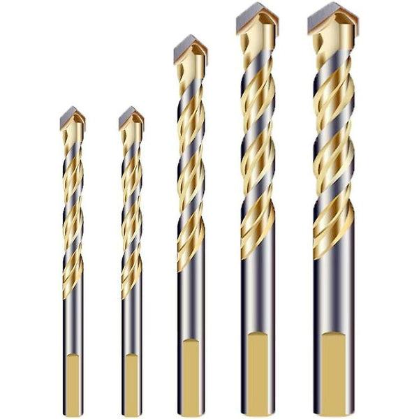 Multi Material Drill Bit Set With Double Groove Carbide Tip For Tile Concrete Brick Glass Plastic Wood Metal Drill Bits