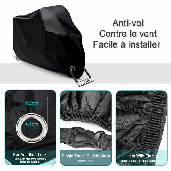 Motorcycle Cover Waterproof Cold And Weather Resistant 190T Black Protects From Dust Covers & Tarpaulins