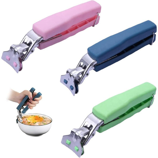 3 Pcs Non Slip Kitchen Bowl Clip Anti Hot Tongs Stainless Steel Silicone Dishes Lifting Other Kitchen Gadgets