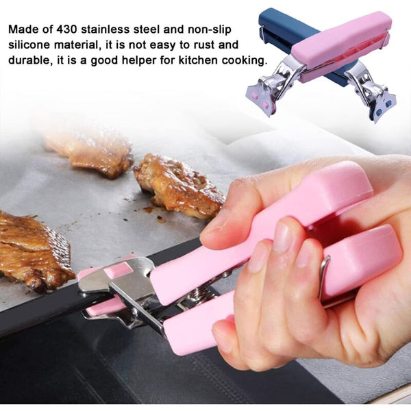 3 Pcs Non Slip Kitchen Bowl Clip Anti Hot Tongs Stainless Steel Silicone Dishes Lifting Other Kitchen Gadgets
