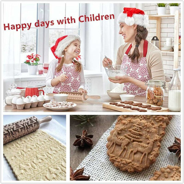 Christmas Rolling Pin Kitchen Tool Baking Accessory Eye Catching Stable And Durable Rolling Pins