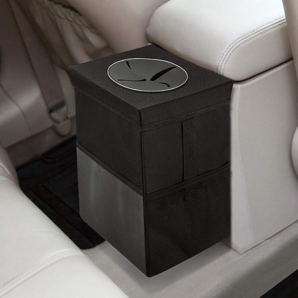Car Trash Can With Lid Hanging Garbage Bag Storage Pockets Foldable And Portable Waterproof Organizer Large Rubbish Bins