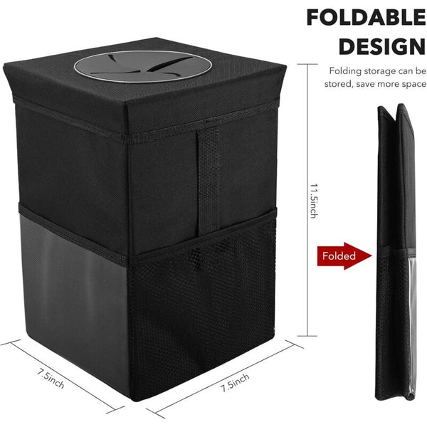 Car Trash Can With Lid Hanging Garbage Bag Storage Pockets Foldable And Portable Waterproof Organizer Large Rubbish Bins