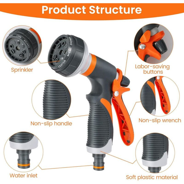 Garden Sprayer 8 Watering Modes Gun With 4 Interface For Car Washing Gardens Plants Pets Garden Sprayers