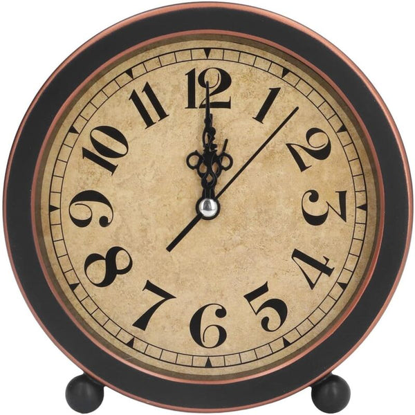 Retro Analog Round Alarm Clock Small Desk Super Quiet Non Ticking Alarm Clocks & Clock Radios