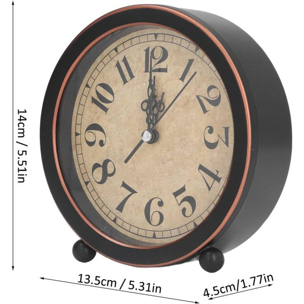 Retro Analog Round Alarm Clock Small Desk Super Quiet Non Ticking Alarm Clocks & Clock Radios