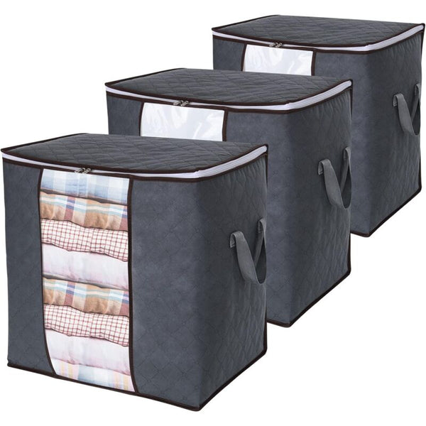 Large Capacity Clothes Storage Bag With Reinforced Handle Upgraded Fabric For Quilts Strong Zipper Clear Window Garment Bags