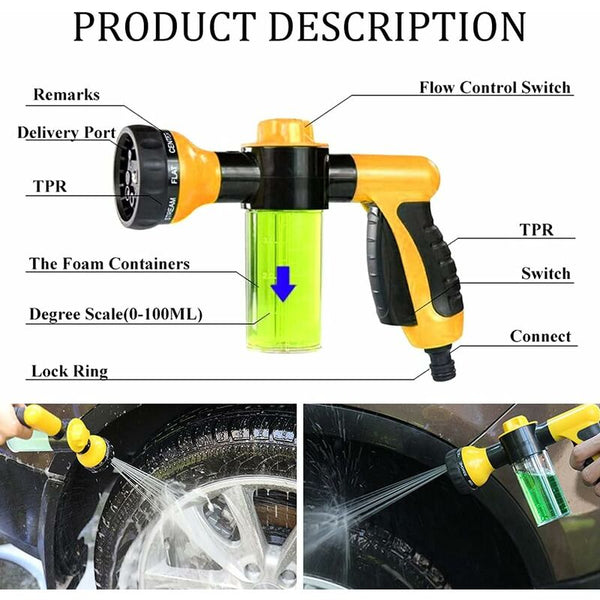 Garden Watering Gun Can With 8 Modes Built In Soap Dispenser For Car Washing Spray Guns Hose Nozzles & Wands