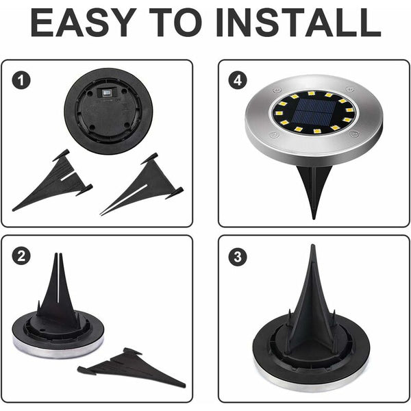 Light 12 Leds 8 Pcs White Solar Ground Lights Stainless Steel Waterproof For Outdoor Garden Patio Lawn Yard Walkway Landscape & Walkway Lights
