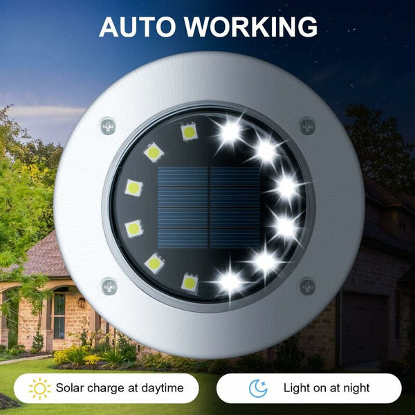 Light 12 Leds 8 Pcs White Solar Ground Lights Stainless Steel Waterproof For Outdoor Garden Patio Lawn Yard Walkway Landscape & Walkway Lights