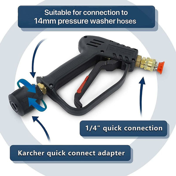 High Pressure Washer Gun 4000 Psi 280Bar M22 Interface (14 Mm) Contains Karcher Quick Connector 5 Water Nozzle Tips Pressure Washers