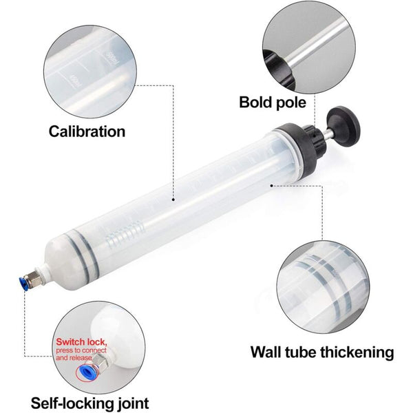 Oil Syringe 500Ml Suction Transfer Pumpbrake Fluid With Extension Tube Drain Hand Fuel Funnels