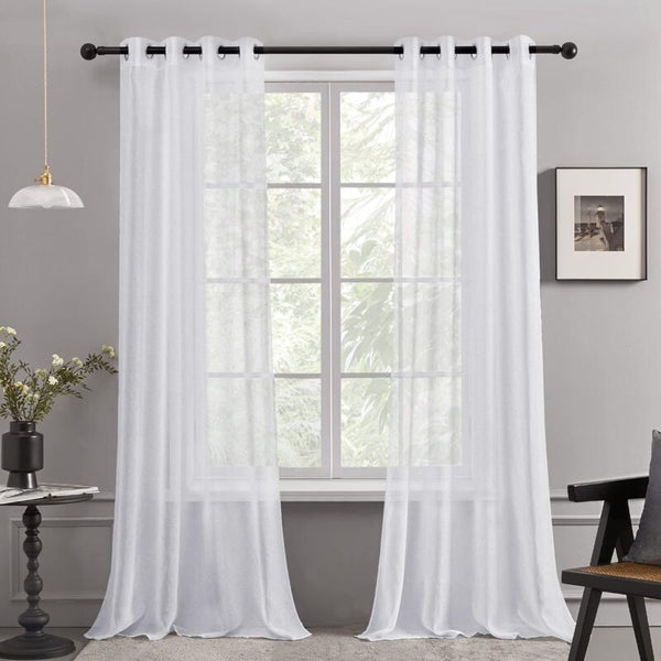 2 Pcs Set Voile Curtains Super Soft Decorative Eyelet Living Room Bedroom Girl Baby 132 X 160Cm White Curtains & Drapes