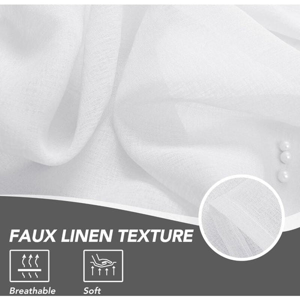 2 Pcs Set Voile Curtains Super Soft Decorative Eyelet Living Room Bedroom Girl Baby 132 X 160Cm White Curtains & Drapes