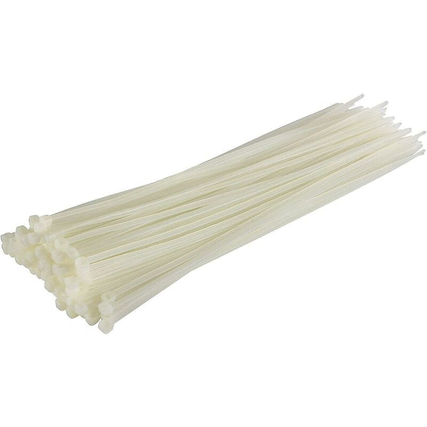 100 Pack Cable Ties White/Natural 370Mm X 4.8Mm Premium Quality Plastic Cable Cleats Clamps & Ties