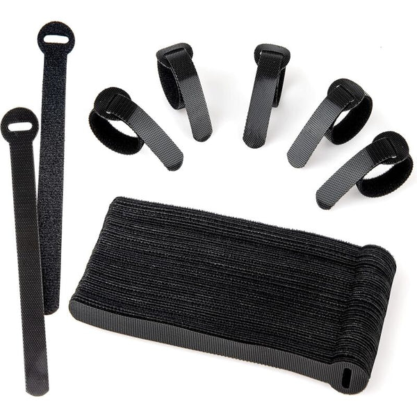 60 Pack Black Reusable Cable Ties 12Mm X 150Mm Adjustable Management Straps Cable Cleats Clamps & Ties