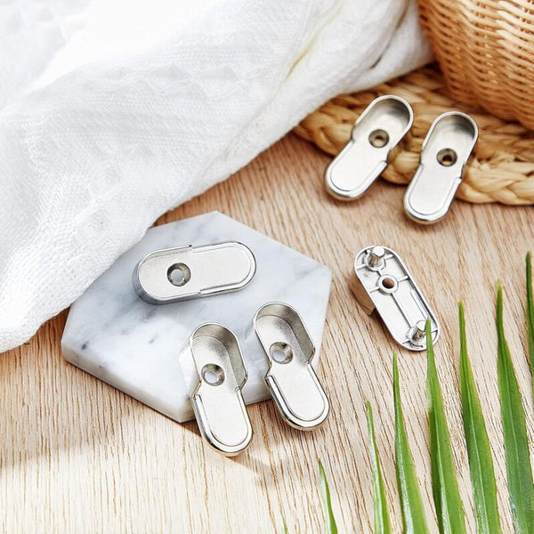 6X Nickel Plated Silver Oval Wardrobe Rail End Brackets For 15Mm Rods Braces & Brackets