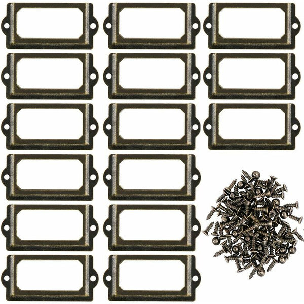 15 Pcs Metal Label Holders With Screws For Desk Bookshelf Bookcase Shelves Bronze Size 70 X 33Mm Label Tapes & Cartridges