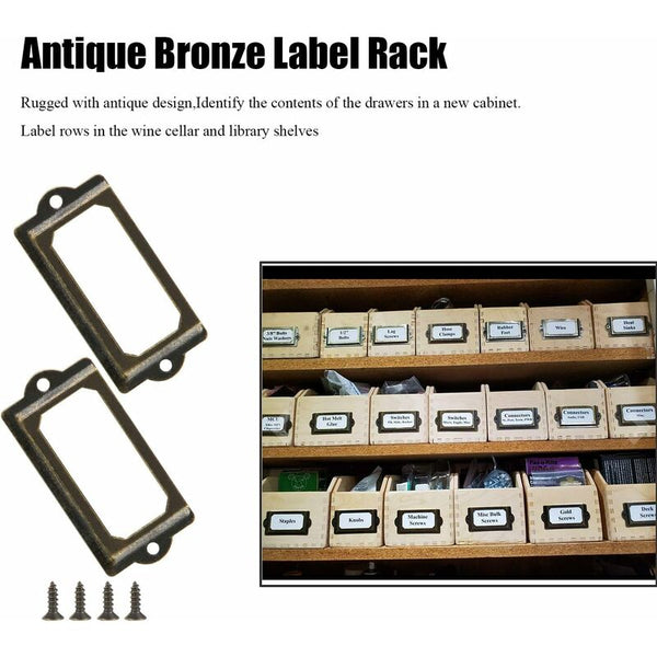 15 Pcs Metal Label Holders With Screws For Desk Bookshelf Bookcase Shelves Bronze Size 70 X 33Mm Label Tapes & Cartridges