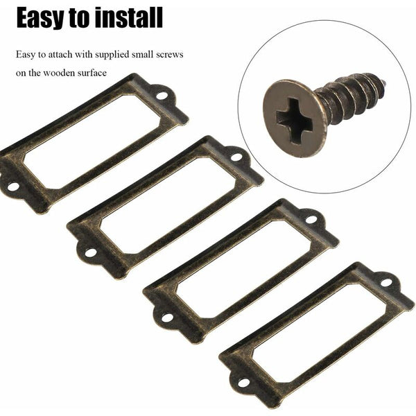 15 Pcs Metal Label Holders With Screws For Desk Bookshelf Bookcase Shelves Bronze Size 70 X 33Mm Label Tapes & Cartridges