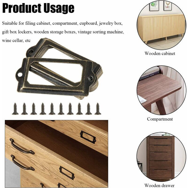 15 Pcs Metal Label Holders With Screws For Desk Bookshelf Bookcase Shelves Bronze Size 70 X 33Mm Label Tapes & Cartridges