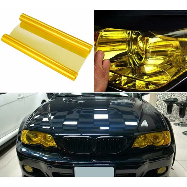 30Cm X 100Cm Yellow Car Fog & Tail Light Vinyl Film Sticker Lights