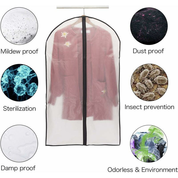 Garment Covers Dustproof Waterproof Mite Moisture Proof Semi Transparent Zip Protective For Shirt Suits/Coats Garment Bags