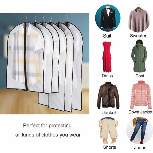 Garment Covers Dustproof Waterproof Mite Moisture Proof Semi Transparent Zip Protective For Shirt Suits/Coats Garment Bags