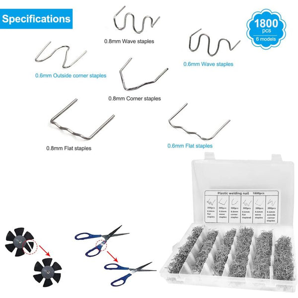 Tungsten Steel Hot Staples For Plastic Repair 1800 Pcs Welding & Soldering Tools