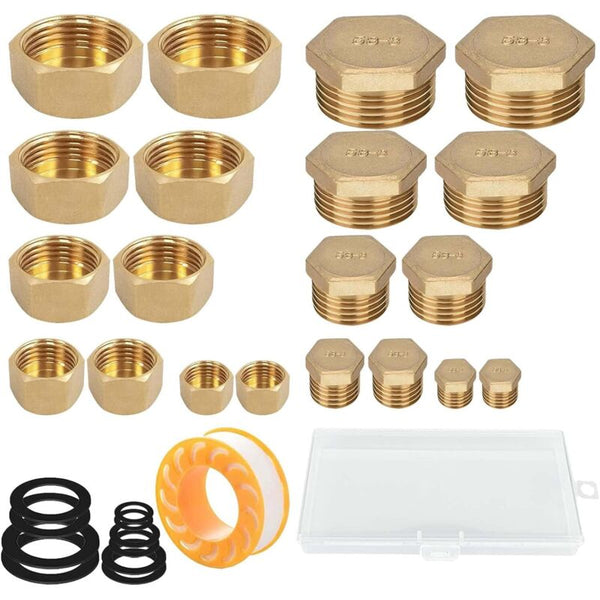 20 Pcs Brass Threaded Caps With Threads 05/10 08/13 15/21 20/27 12/17Male Water Inlet Plug Tap Connectors Valves & Accessories