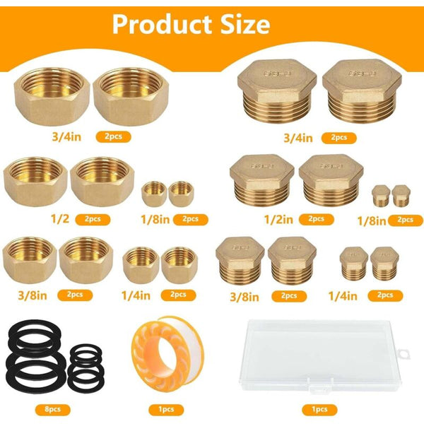 20 Pcs Brass Threaded Caps With Threads 05/10 08/13 15/21 20/27 12/17Male Water Inlet Plug Tap Connectors Valves & Accessories