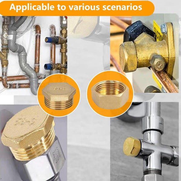 20 Pcs Brass Threaded Caps With Threads 05/10 08/13 15/21 20/27 12/17Male Water Inlet Plug Tap Connectors Valves & Accessories