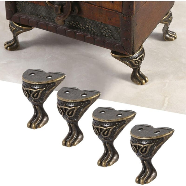 4 Pcs Antique Brass Jewelry Box Wooden Case Decorative Feet Legs Chest Corner Protector Jewellery Boxes