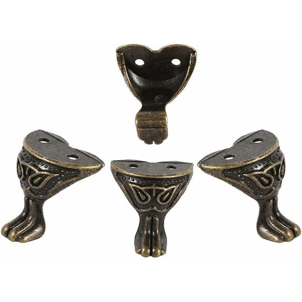 4 Pcs Antique Brass Jewelry Box Wooden Case Decorative Feet Legs Chest Corner Protector Jewellery Boxes