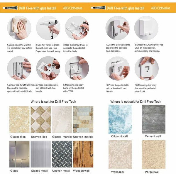 Retractable Clothes Drying Rack Indoor Outdoor Wall Mounted Dryer Hanger Lock To Prevent Sagging Garment Racks
