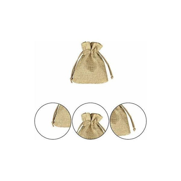 100 Pcs Jute Bags 7X9cm Reusable Gift Burlap Pouches With Drawstring For Jewelry Party Birthday Christmas Gift Bags