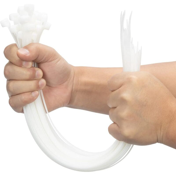 100 Pieces White Large Cable Ties Extra Long 400Mm X 9Mm Nylon Uv Resistant 80 Kgs Heavy Duty Cable Ties & Organisers