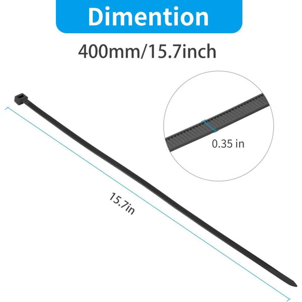 100 Pieces White Large Cable Ties Extra Long 400Mm X 9Mm Nylon Uv Resistant 80 Kgs Heavy Duty Cable Ties & Organisers