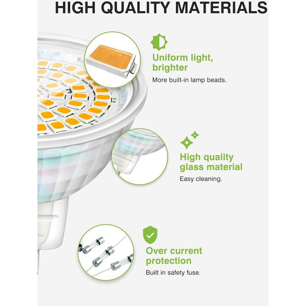Led Bulbs Gu5.3 5W 12V Mr16 Spotlight Replace Halogen 460 Lumens Warm White 3000K Non Dimmable Pack Of Light Bulbs