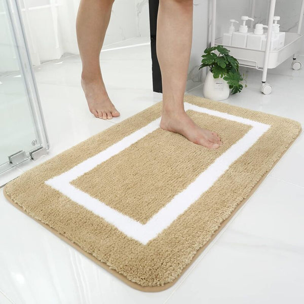 Non Slip Microfiber Bath Mat Soft Absorbent Machine Washable Beige 40X60cm Bath Mats Rugs & Toilet Covers