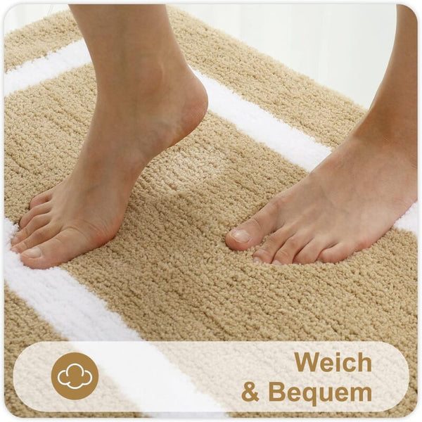 Non Slip Microfiber Bath Mat Soft Absorbent Machine Washable Beige 40X60cm Bath Mats Rugs & Toilet Covers