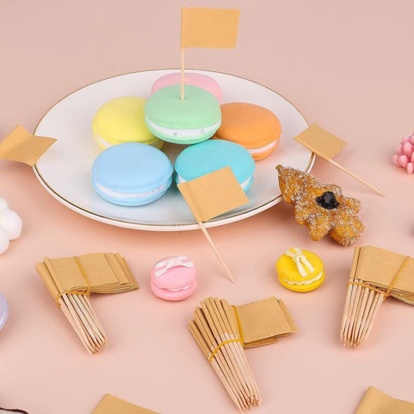 100 Pcs Kraft Toothpick Flags Brown Mini Food Labels For Party Cupcake Decoration Fruit Salad Cheese Party Tableware & Serveware