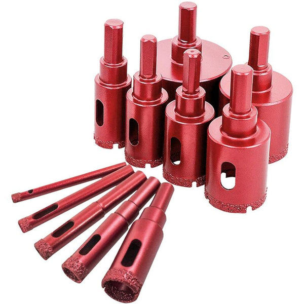 Diamond Hole Saw Set Core Drill Bit For Tile/Glass/Marble (6Mm 50Mm 11 Pcs) Diamond Blades
