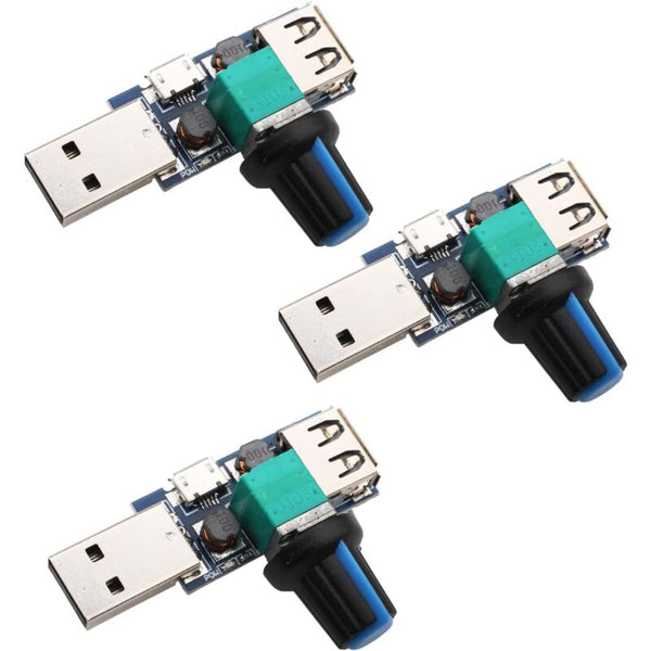 3 Pcs 5W Usb Fan Speed Controller Dc 5V 4 12V To 2.5 8V Stepless Regulator Knob With Switch Other Computer Fans & Cooling