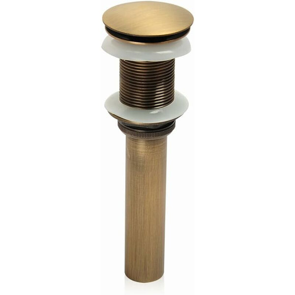 Single Handle Push Pull Pop Up Clicker Sink Faucet Build Plug Without Overflow (Antique Brass) Bathroom Sinks