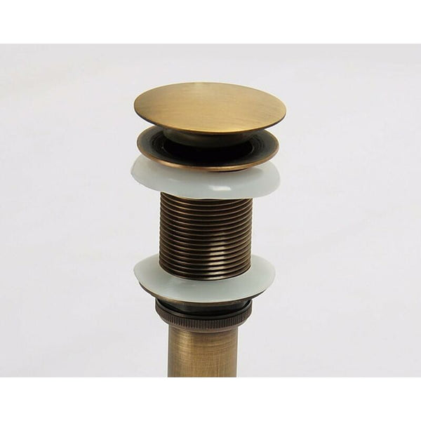 Single Handle Push Pull Pop Up Clicker Sink Faucet Build Plug Without Overflow (Antique Brass) Bathroom Sinks